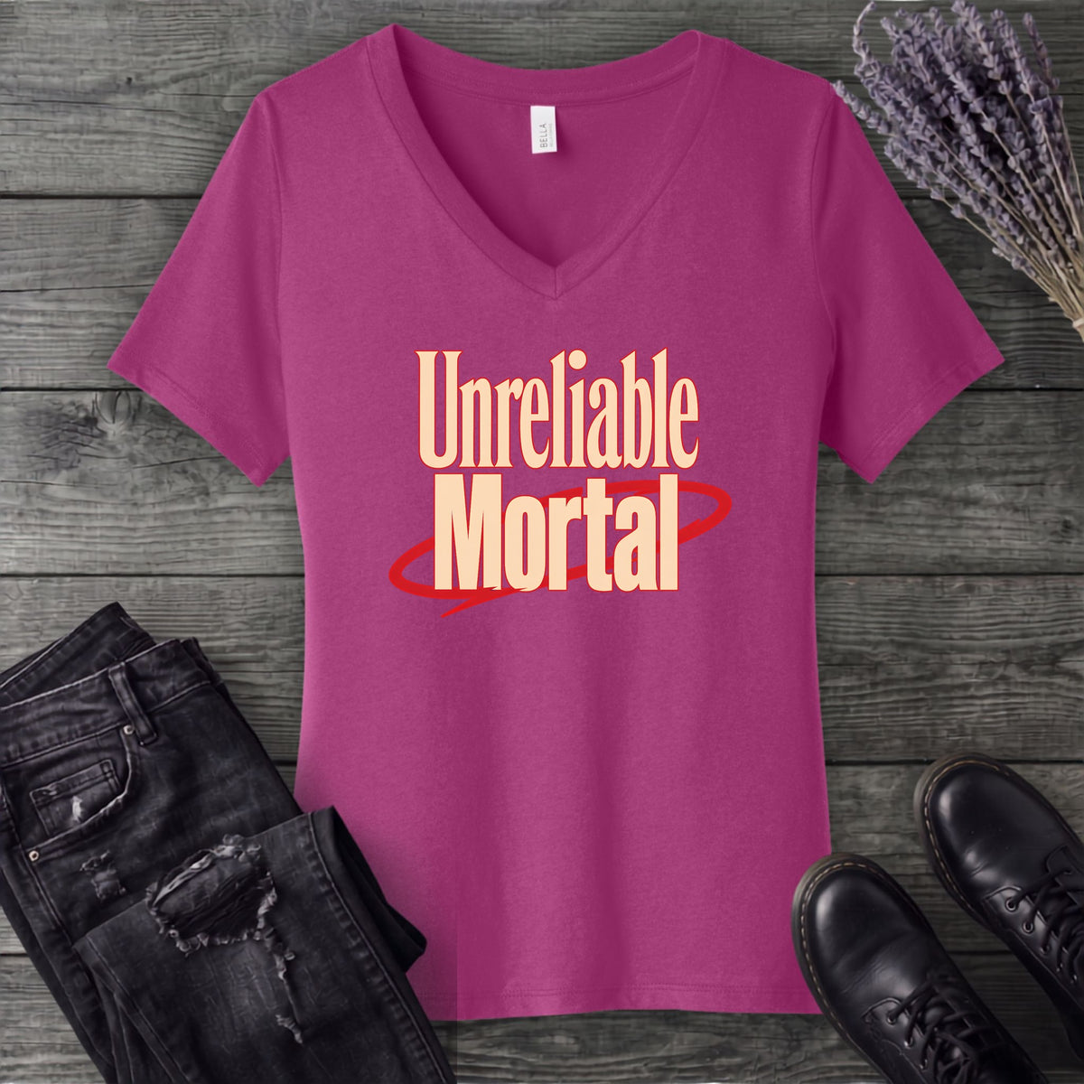 Unreliable Mortal V-Neck T-Shirt
