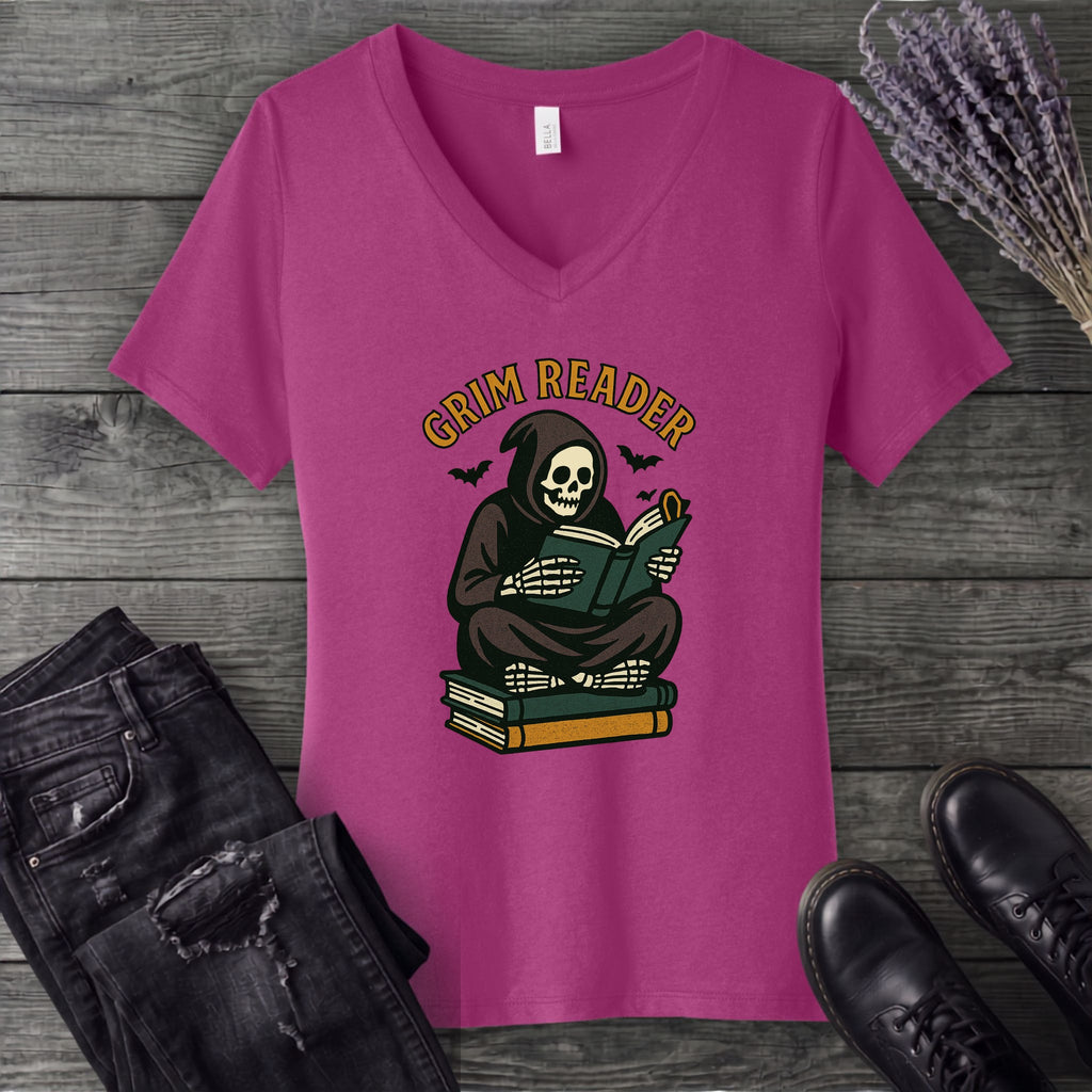 Grim Reader V-Neck T-Shirt