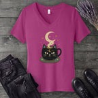 Celestial Cat Coffee V-Neck T-Shirt