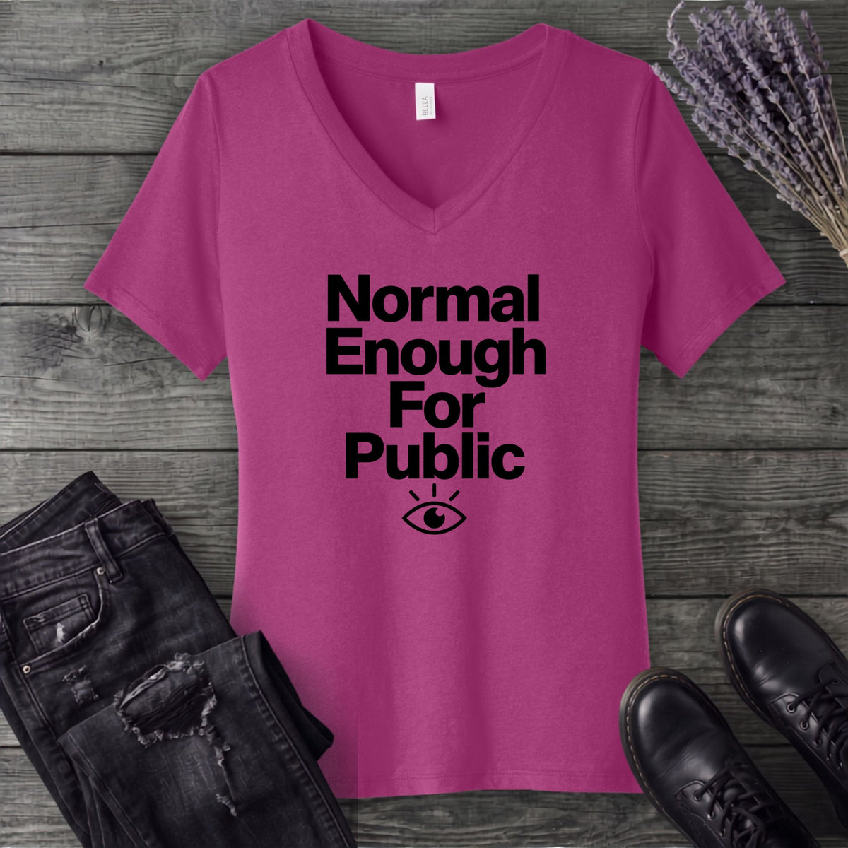 Normal Enough For Public V-Neck T-Shirt