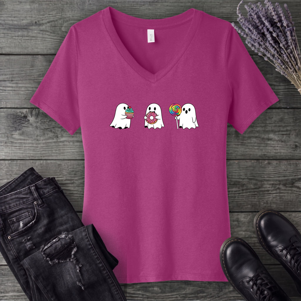 Ghosts Fun Treats V-Neck T-Shirt