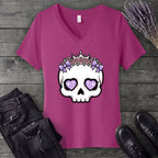Cute Princess Skull V-Neck T-Shirt