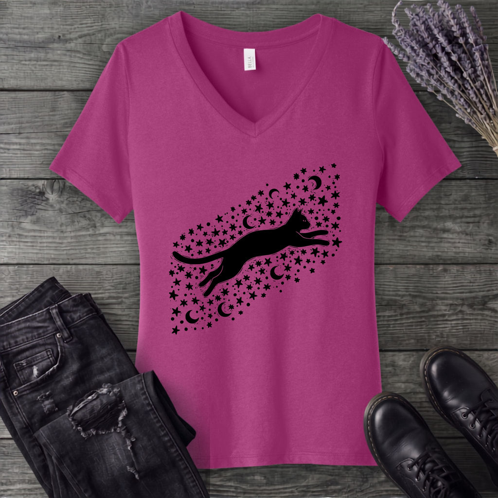 Celestial Cat V-Neck T-Shirt