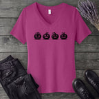 Four Jack-O-Lanterns V-Neck T-Shirt