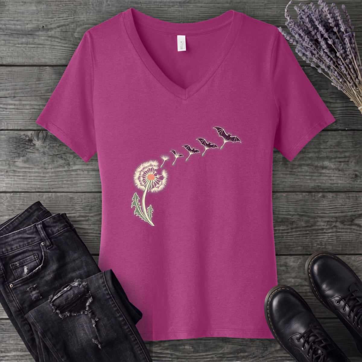Dandelion Bats V-Neck T-Shirt