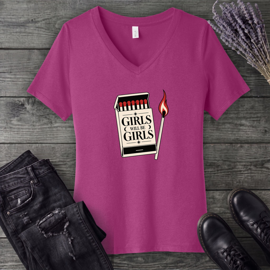 Girls Will Be Girls V-Neck T-Shirt