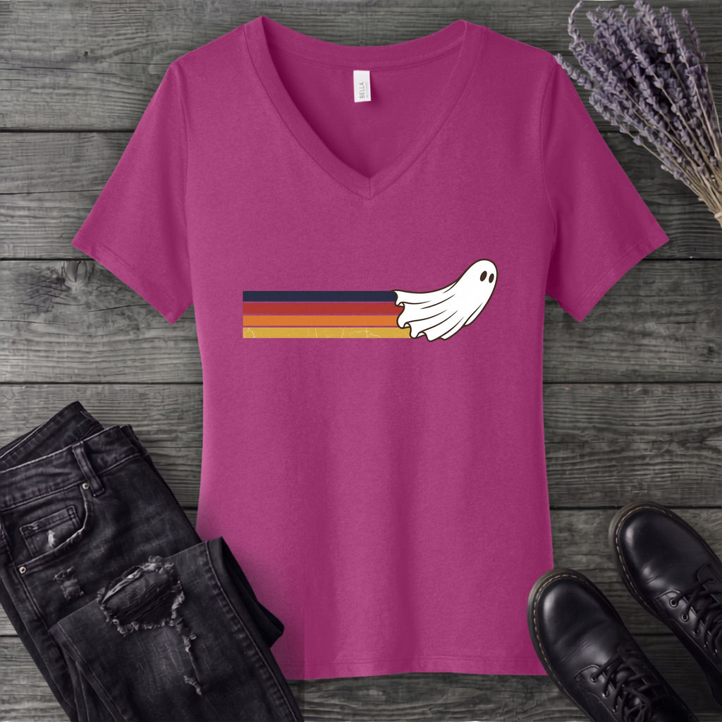 Retro Ghost V-Neck T-Shirt