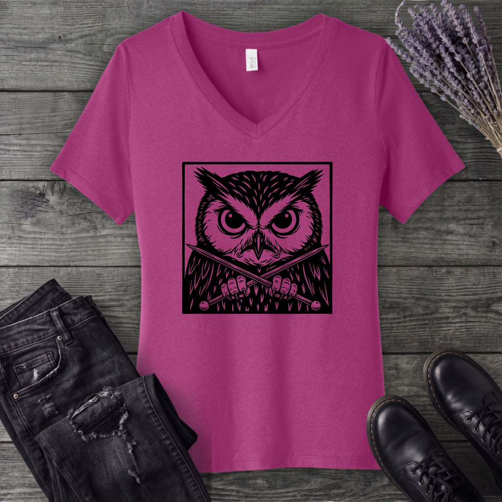 Owl Knitter V-Neck T-Shirt