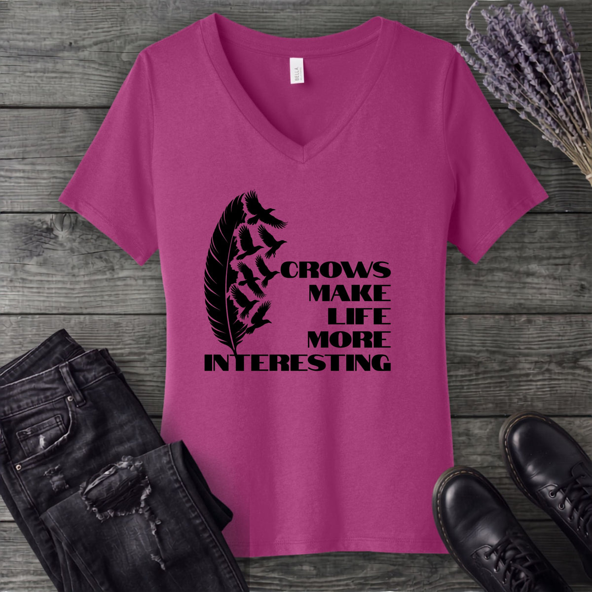 Crows Make Life More Interesting V-Neck T-Shirt