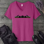 Bats Jack O Lantern Stripe V-Neck T-Shirt