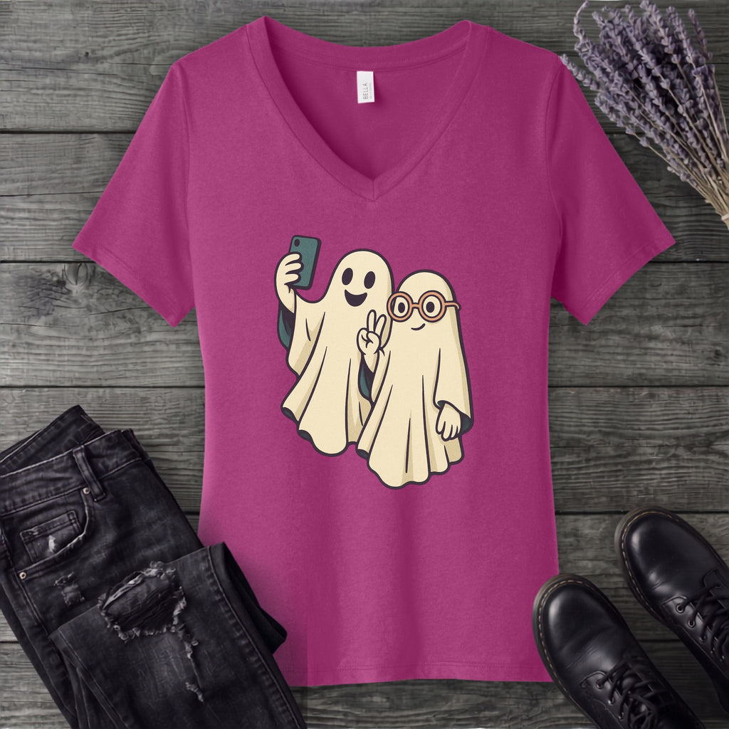 Selfie Ghosts V-Neck T-Shirt
