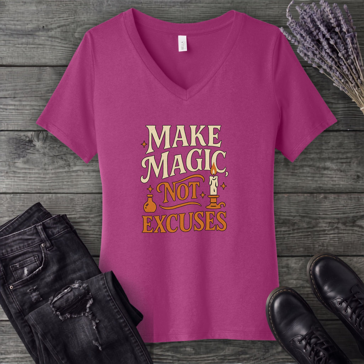Make Magic Not Excuses V-Neck T-Shirt