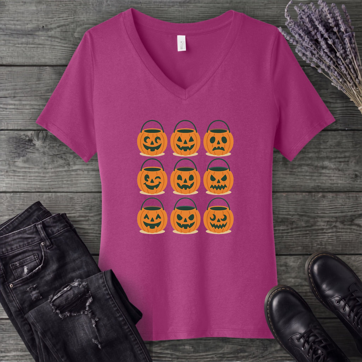 Bucket Grid V-Neck T-Shirt