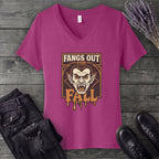 Fangs Out For Fall V-Neck T-Shirt
