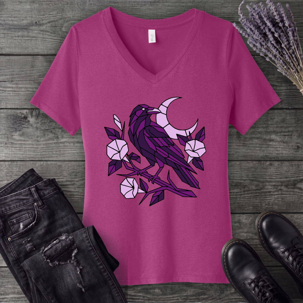Geometric Crow V-Neck T-Shirt
