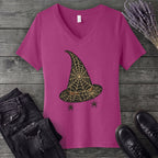 Spiderweb Witch Hat V-Neck T-Shirt
