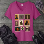Halloween Stamps Collage V-Neck T-Shirt