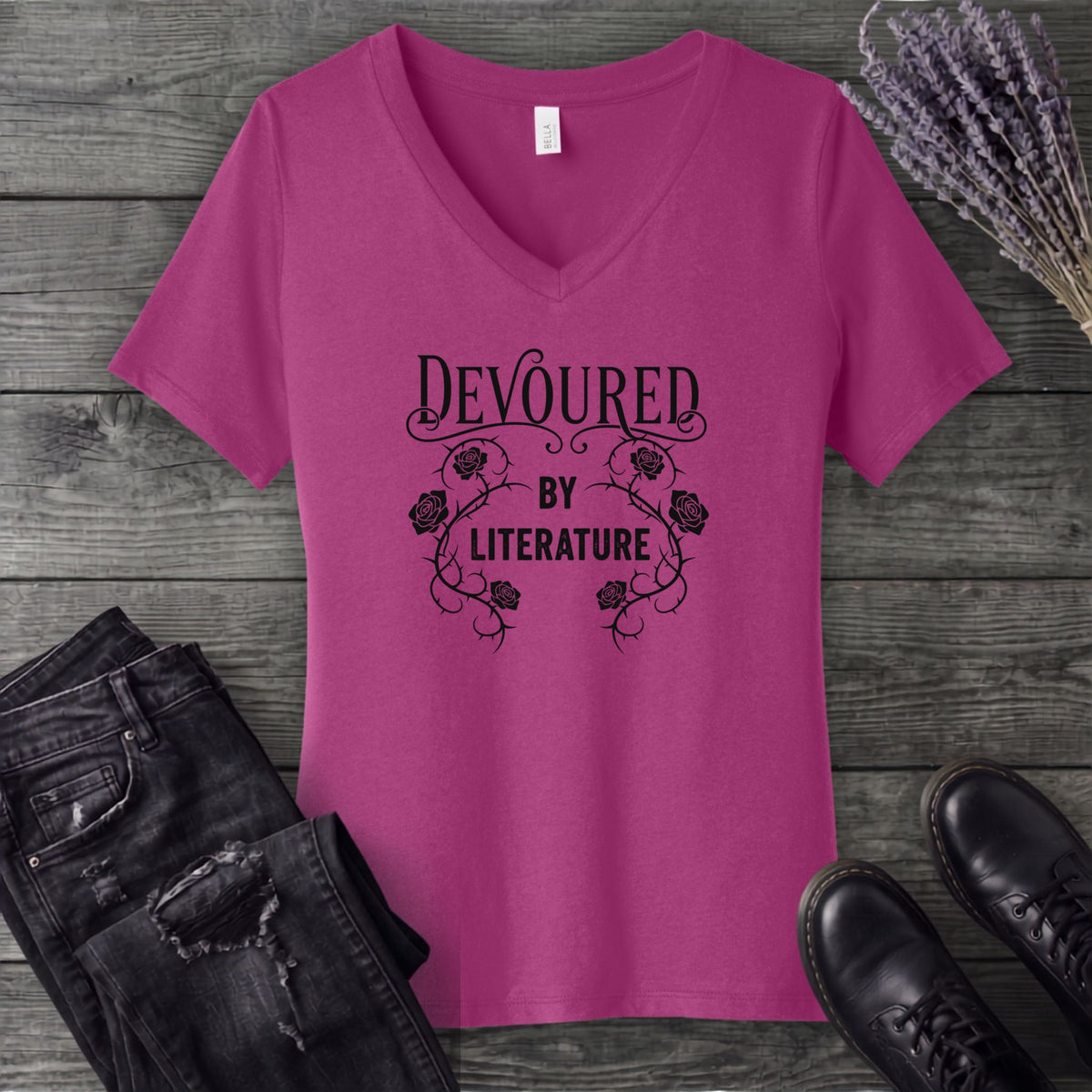 Devoured By Literature V-Neck T-Shirt