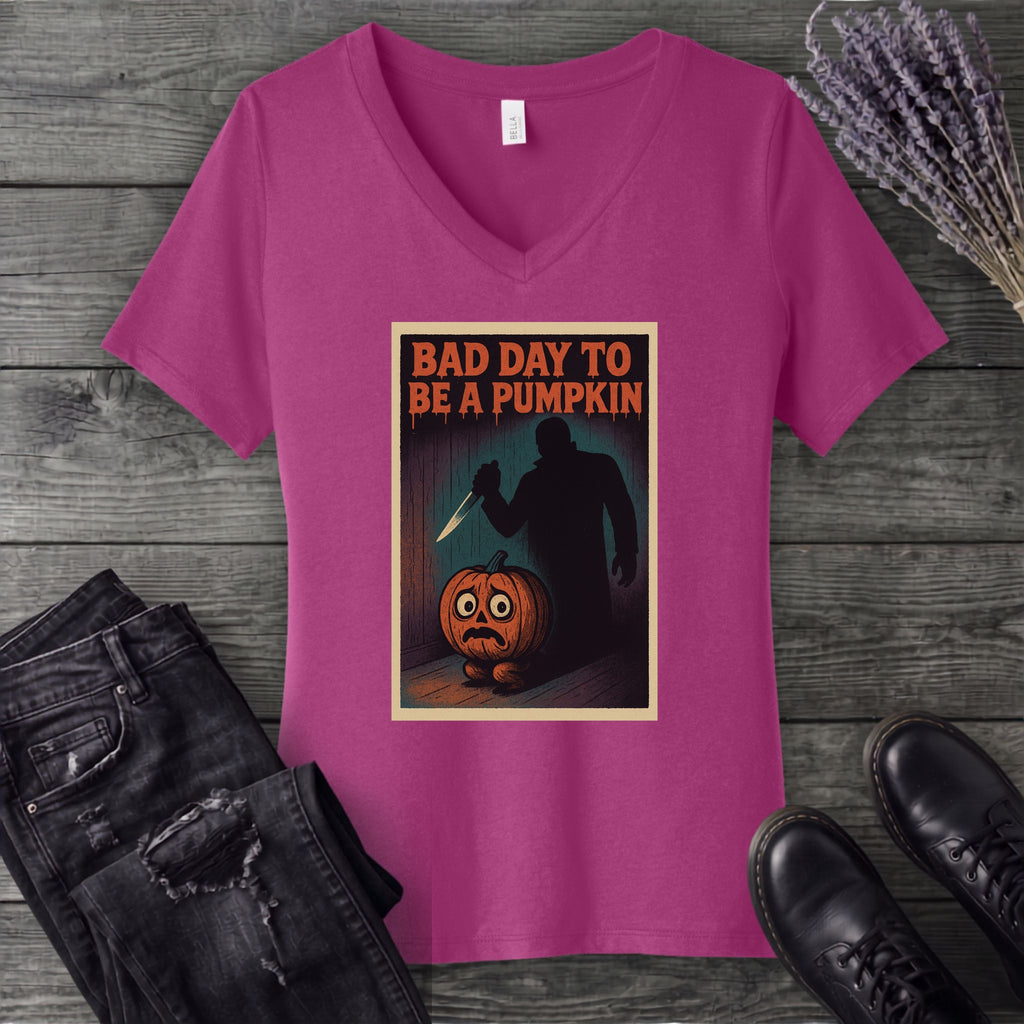 Bad Day To Be A Pumpkin V-Neck T-Shirt