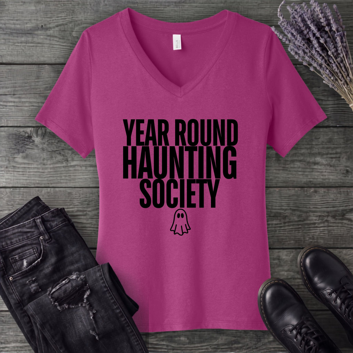 Year Round Haunting Society V-Neck T-Shirt