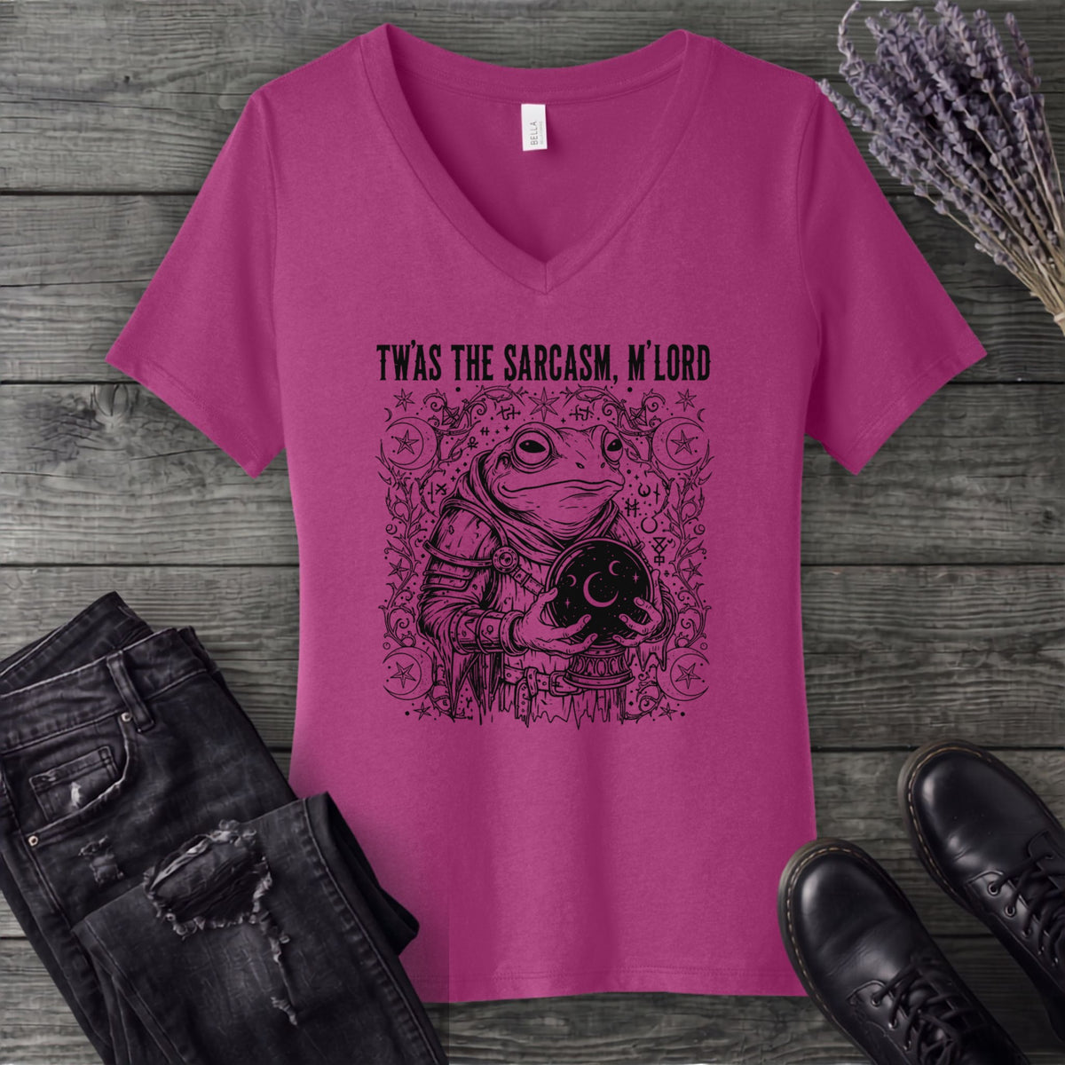 Twas The Sarcasm Frog V-Neck T-Shirt