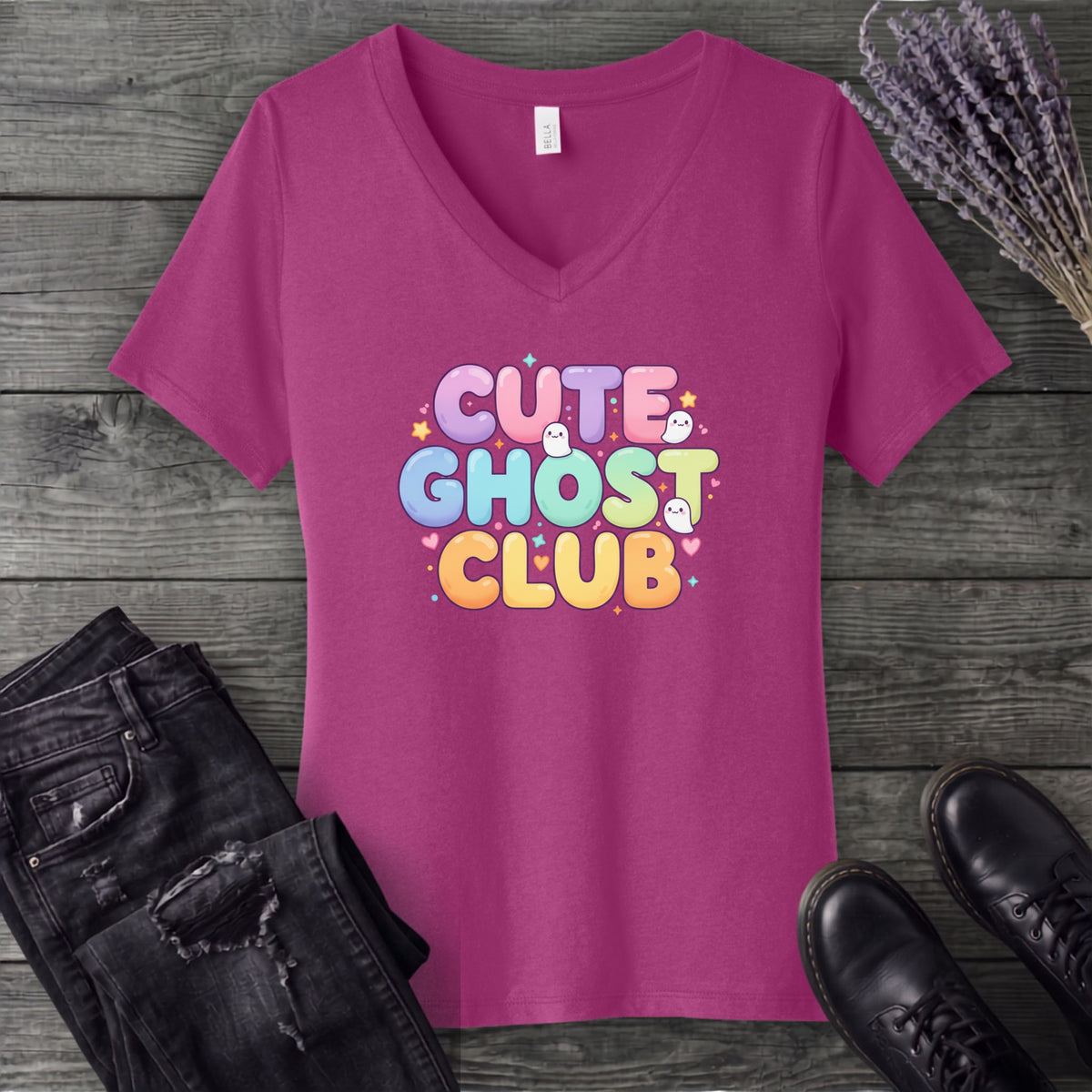 Cute Ghost Club V-Neck T-Shirt