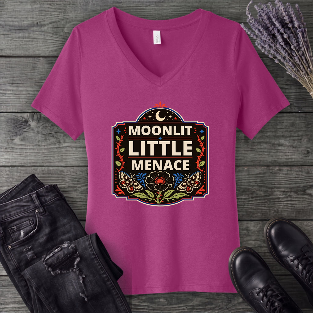 Moonlit Little Menace V-Neck T-Shirt