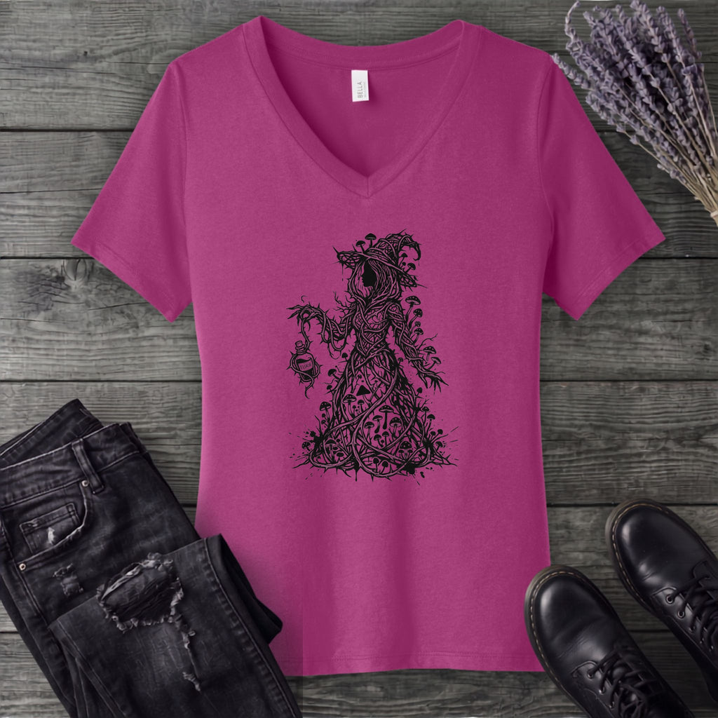 mushroom witch V-Neck T-Shirt