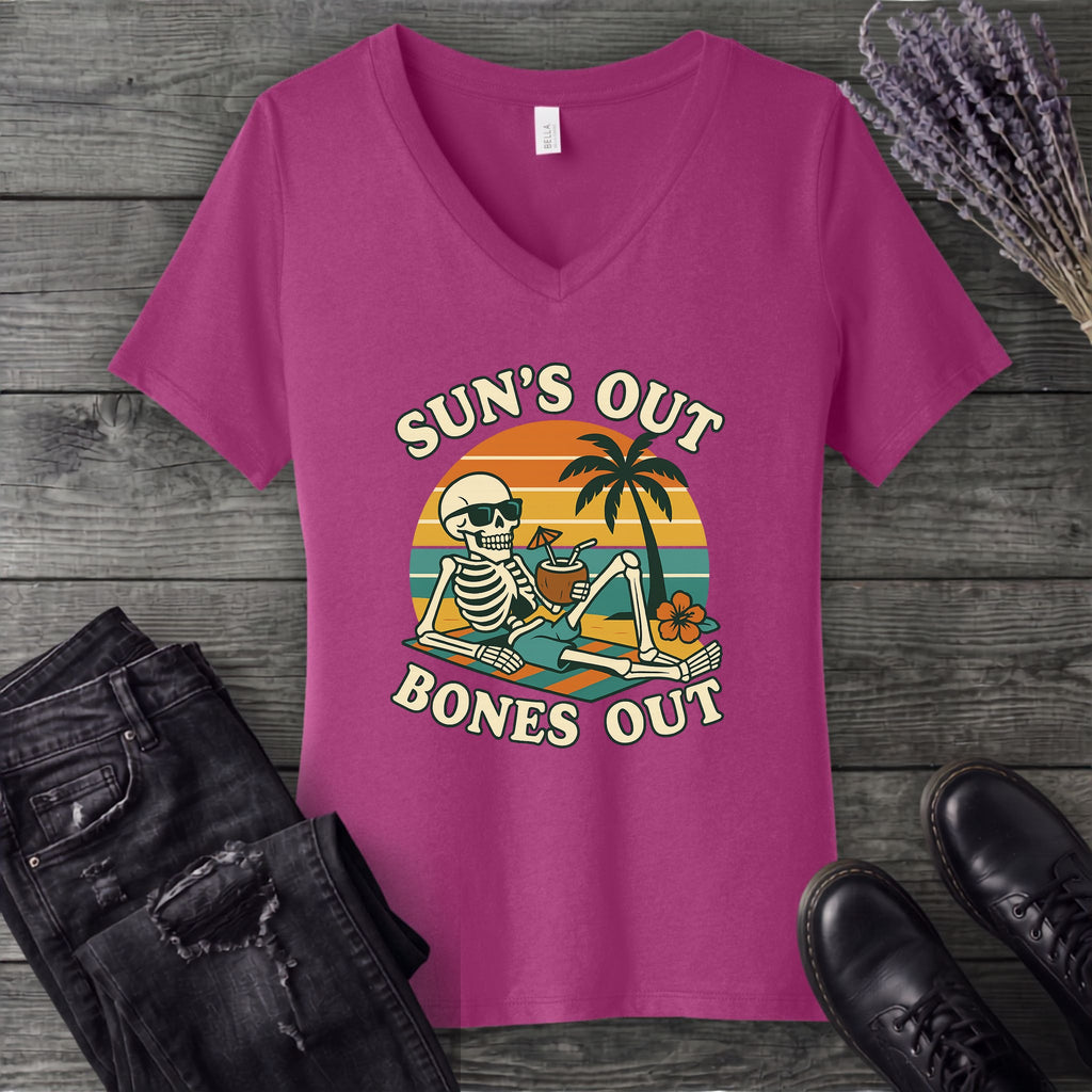 Suns Out Bones Out V-Neck T-Shirt