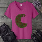 Crescent Moon Roses V-Neck T-Shirt