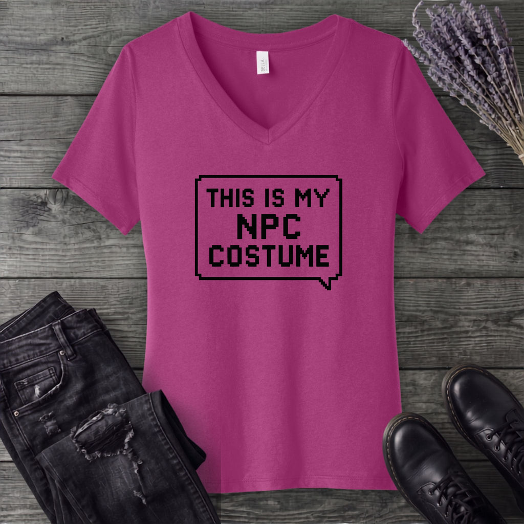 This Is My Npc Costume V-Neck T-Shirt