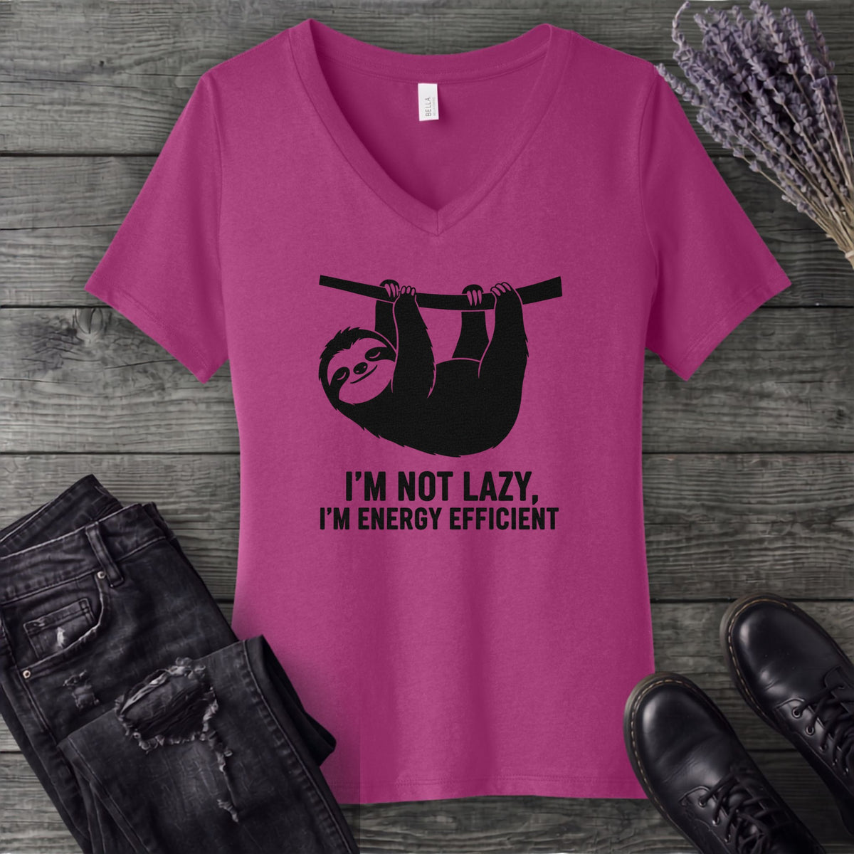 Im Not Lazy Im Energy Efficient V-Neck T-Shirt