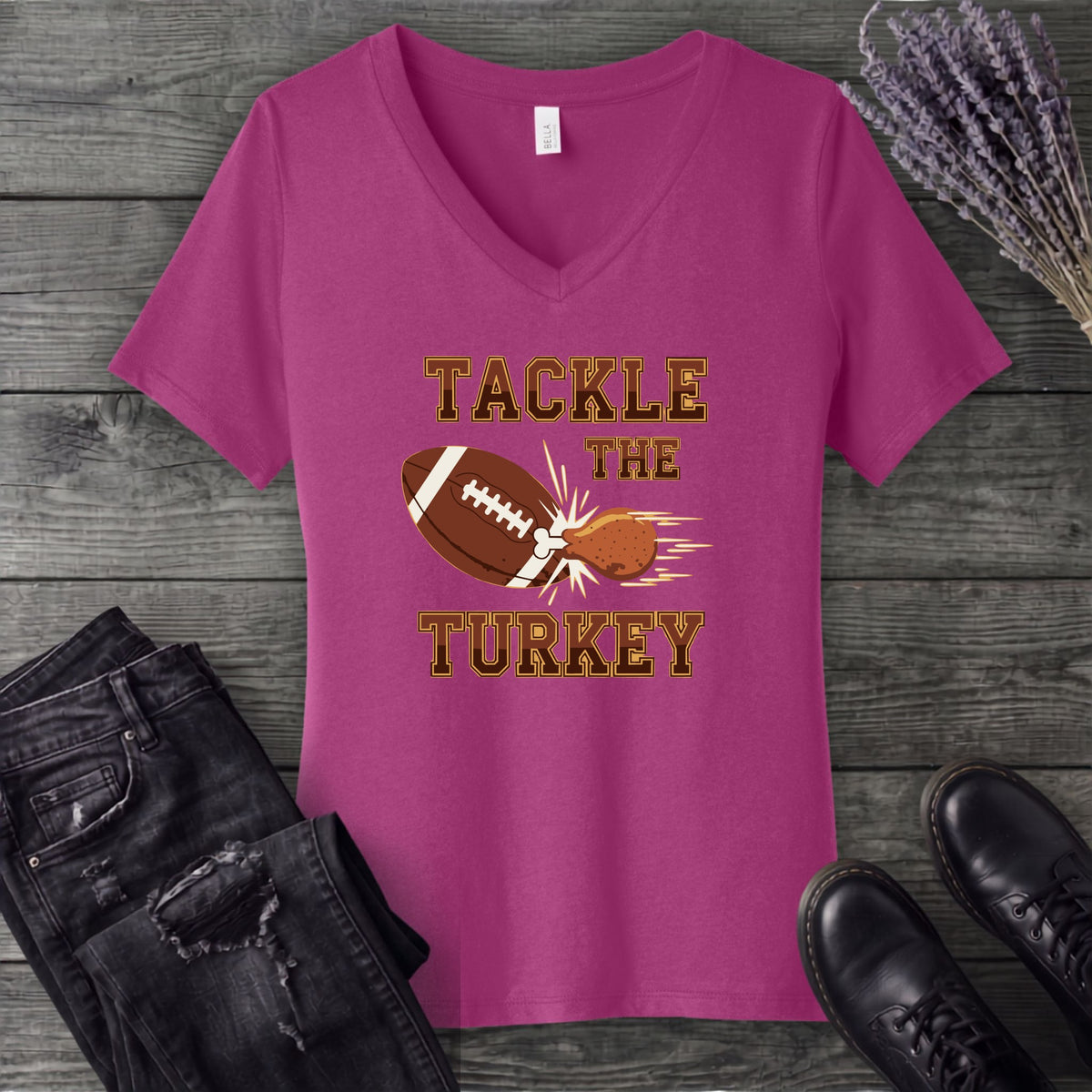 Tackle The Turkey V-Neck T-Shirt