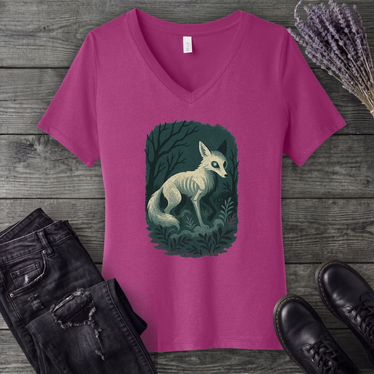 Woodland Spirits Fox V-Neck T-Shirt