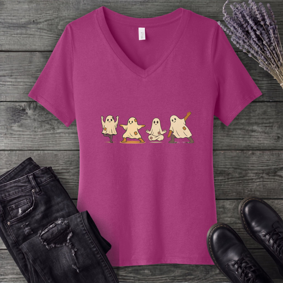ghost yoga V-Neck T-Shirt