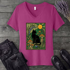 stained glass garden cat V-Neck T-Shirt