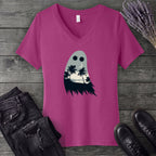tropical ghost silhouette V-Neck T-Shirt