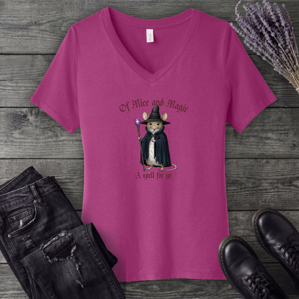 Mouse Witch Medieval V-Neck T-Shirt