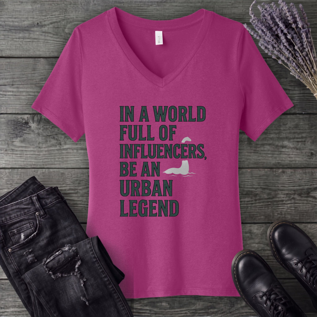World Full Of Influencers Nessie V-Neck T-Shirt