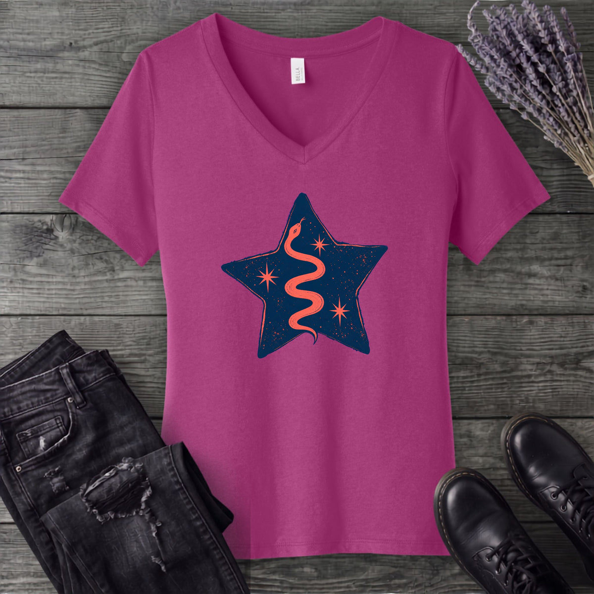Snake Star V-Neck T-Shirt