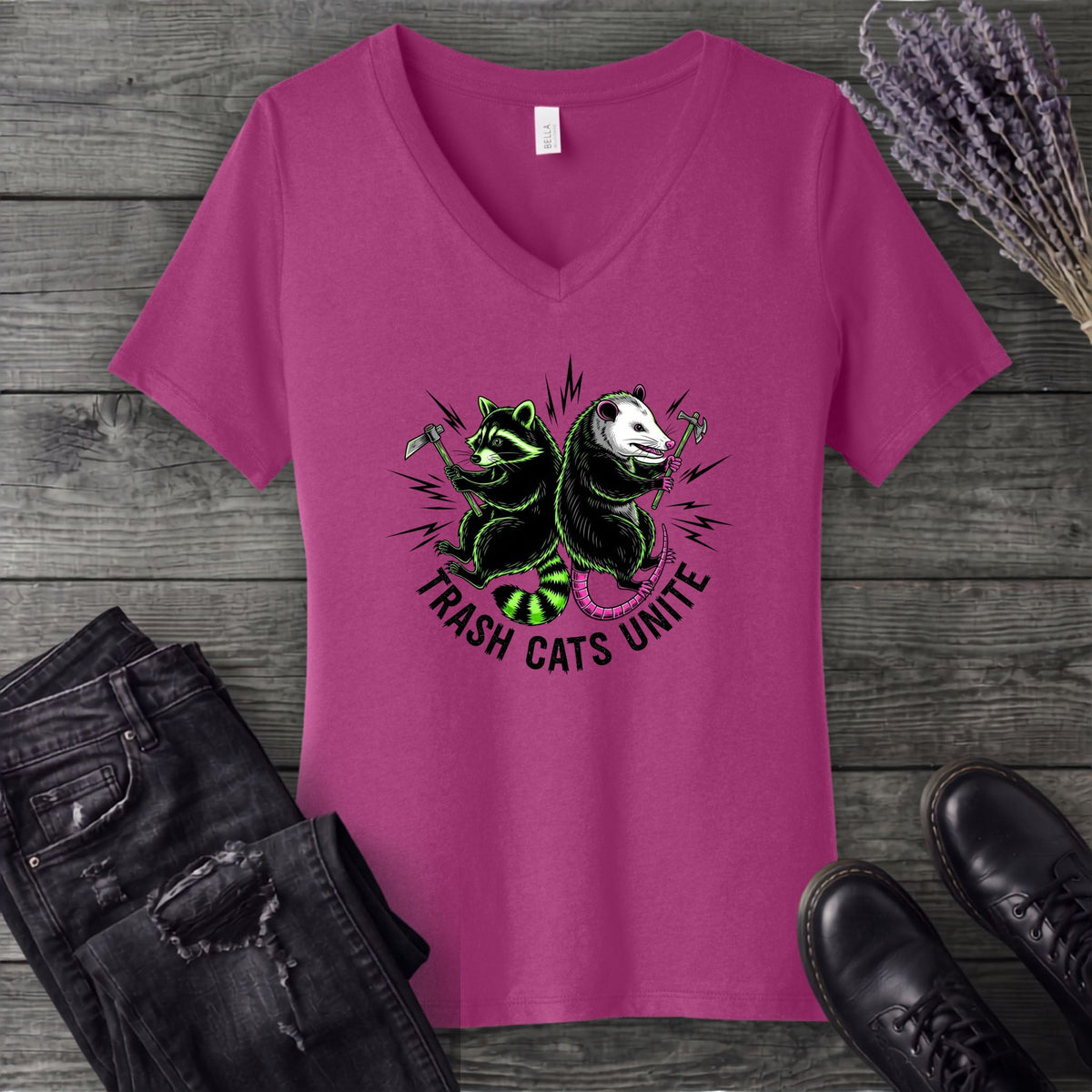 Trash Cats Unite V-Neck T-Shirt