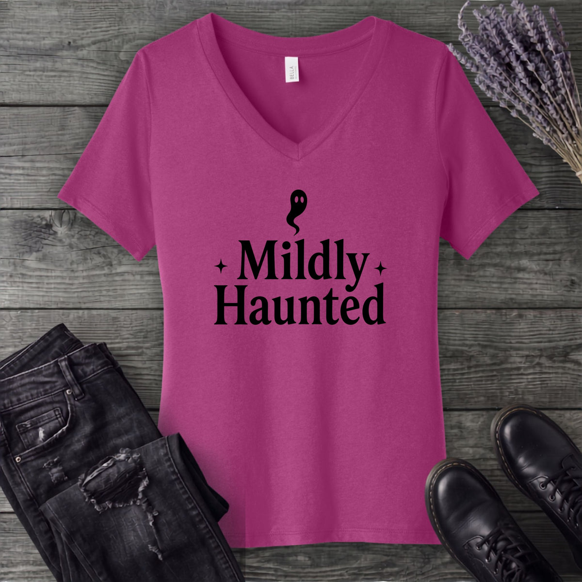 Mildly Haunted V-Neck T-Shirt