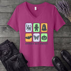 Spooky But Sweet Grid V-Neck T-Shirt
