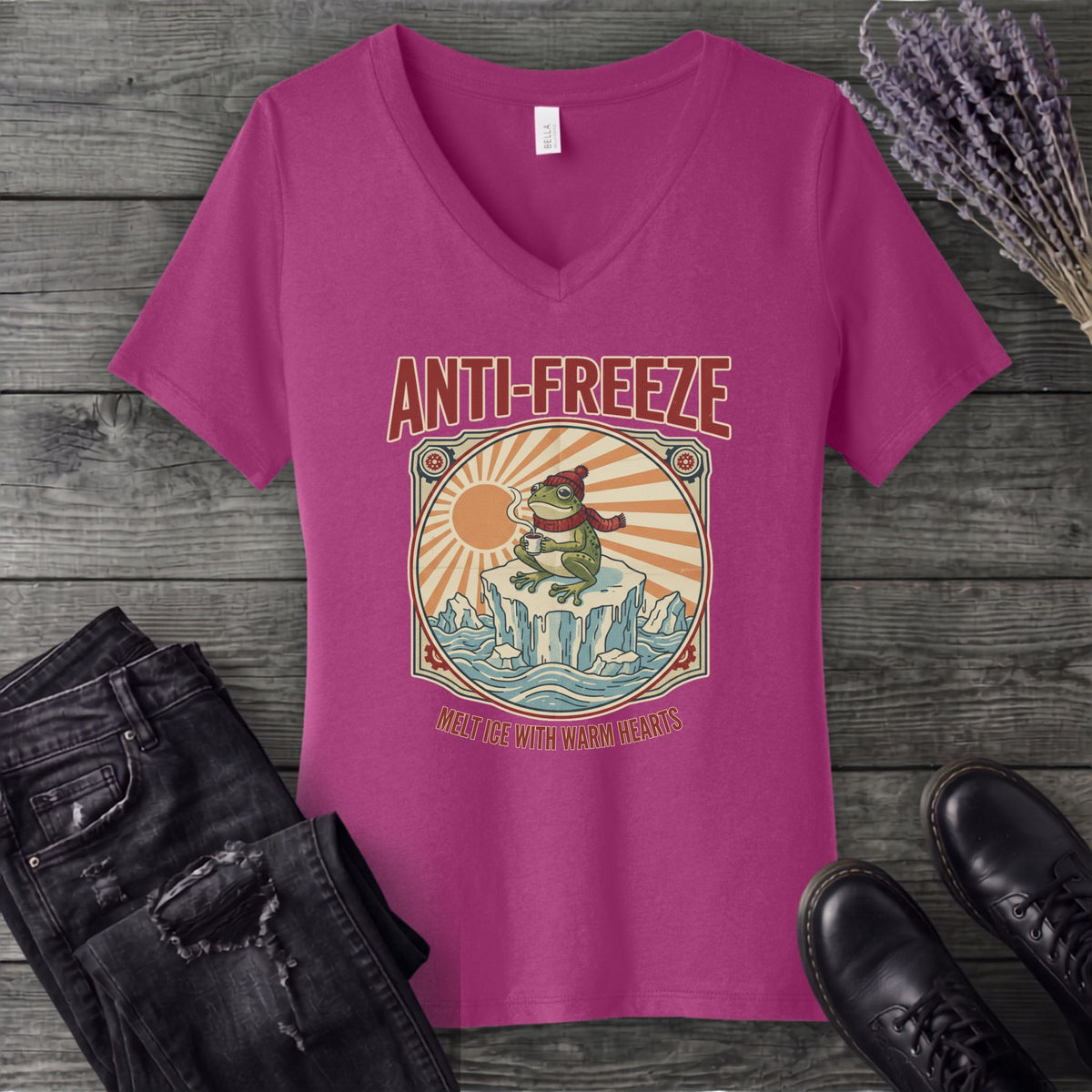 Anti Freeze Frog V-Neck T-Shirt