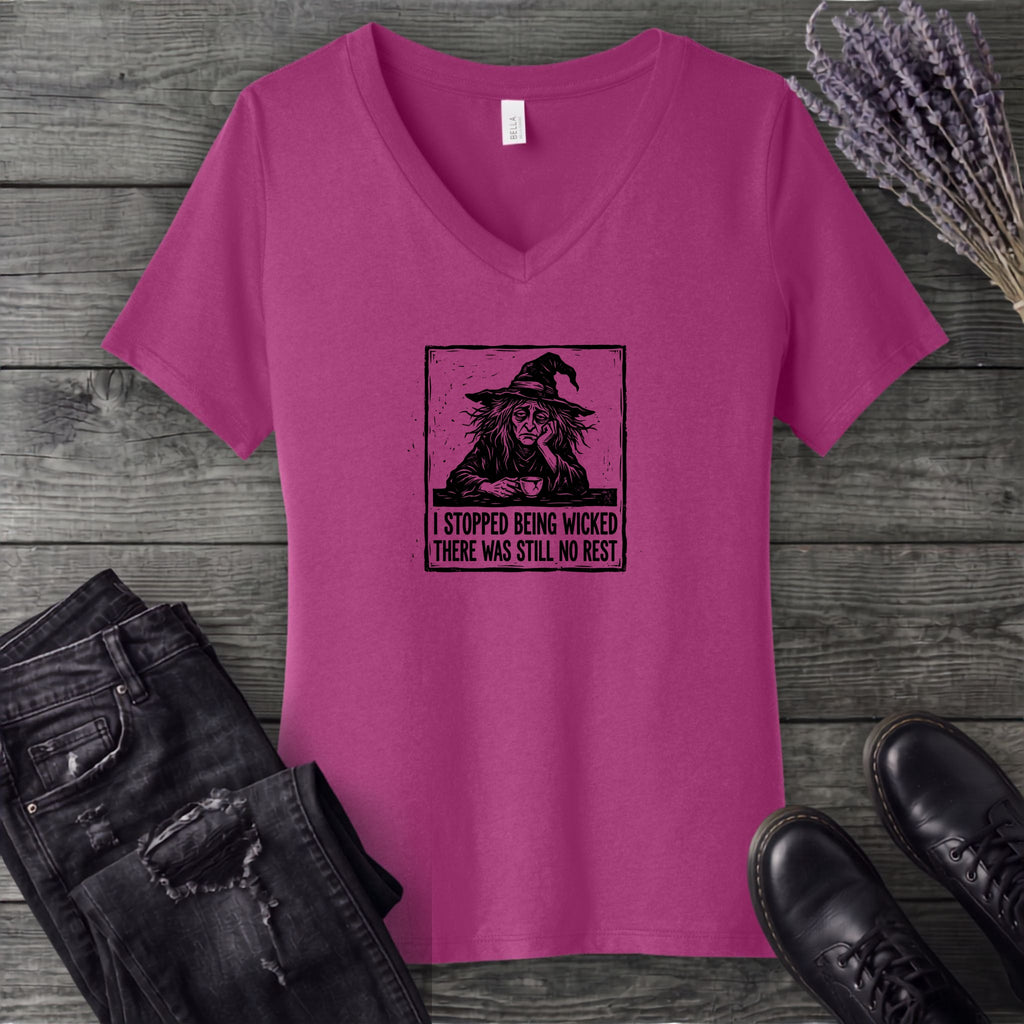 Stopped Being Wicked V-Neck T-Shirt
