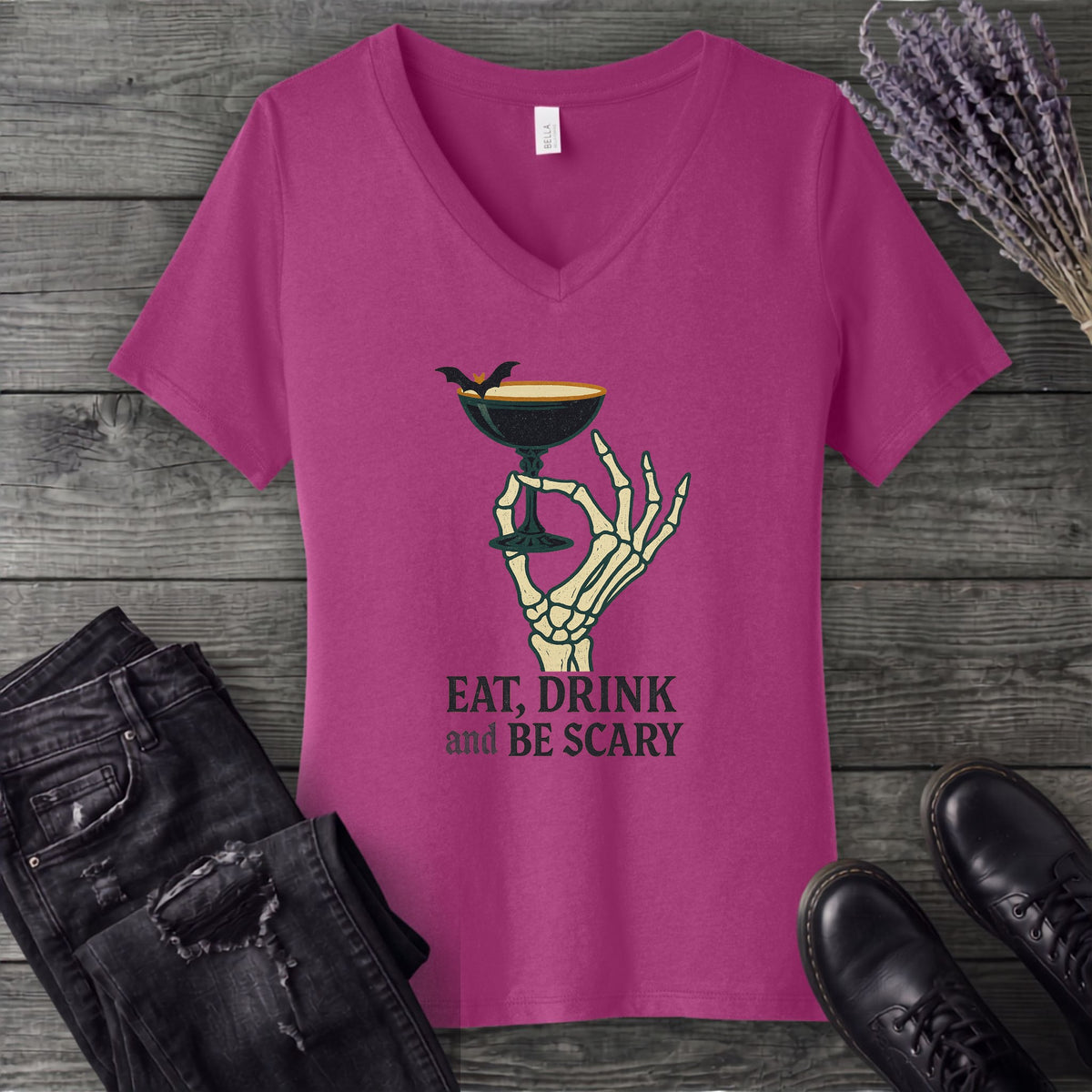 Eat Drink And Be Scary V-Neck T-Shirt