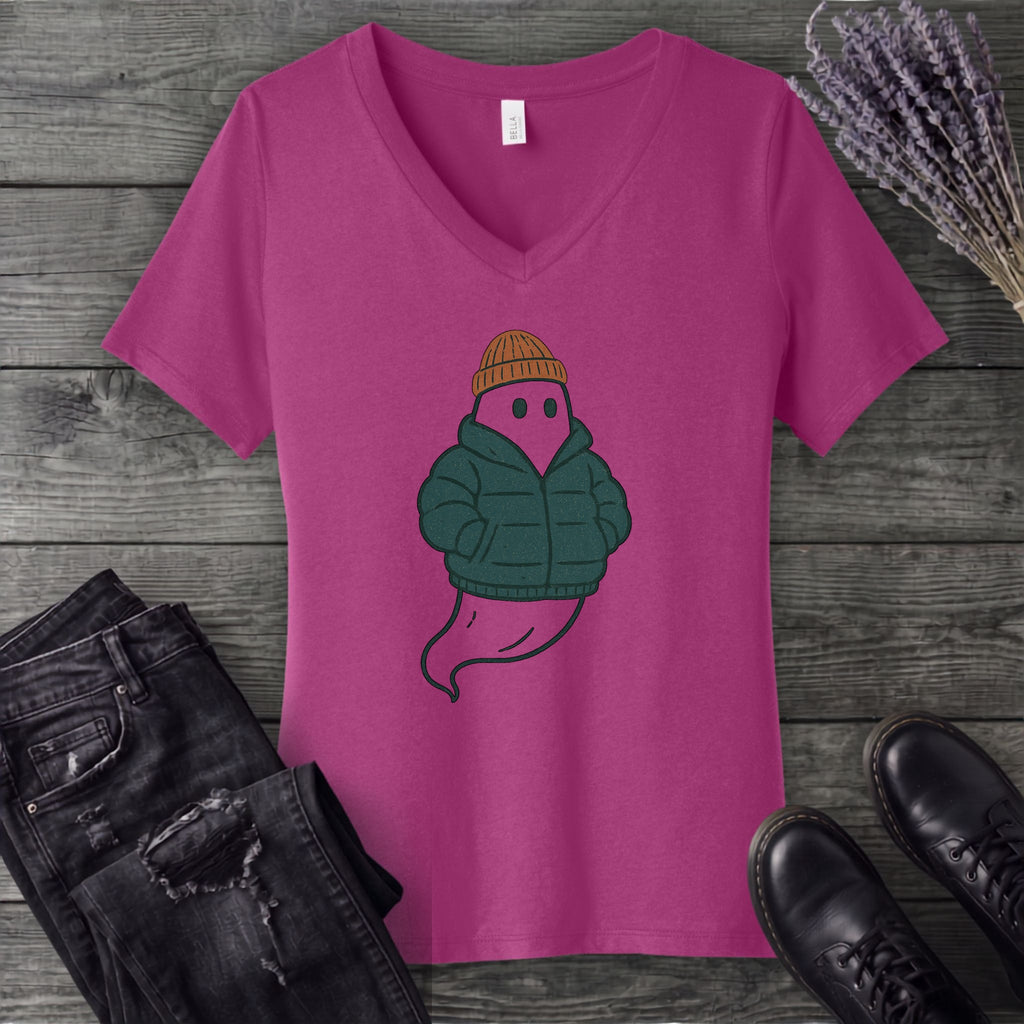 Puffer Coat Ghost V-Neck T-Shirt