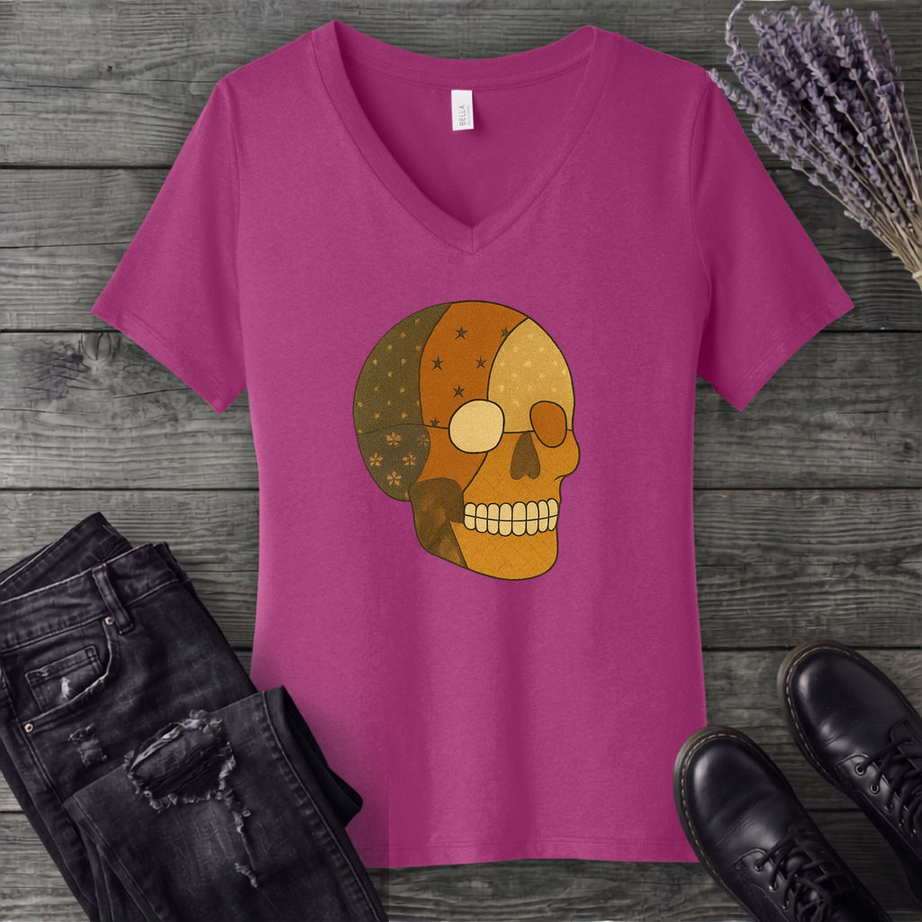 Patchwork Skull V-Neck T-Shirt