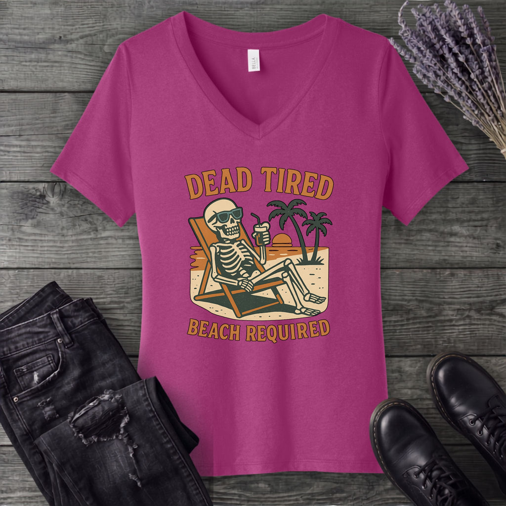 Dead Tired Beach Required V-Neck T-Shirt