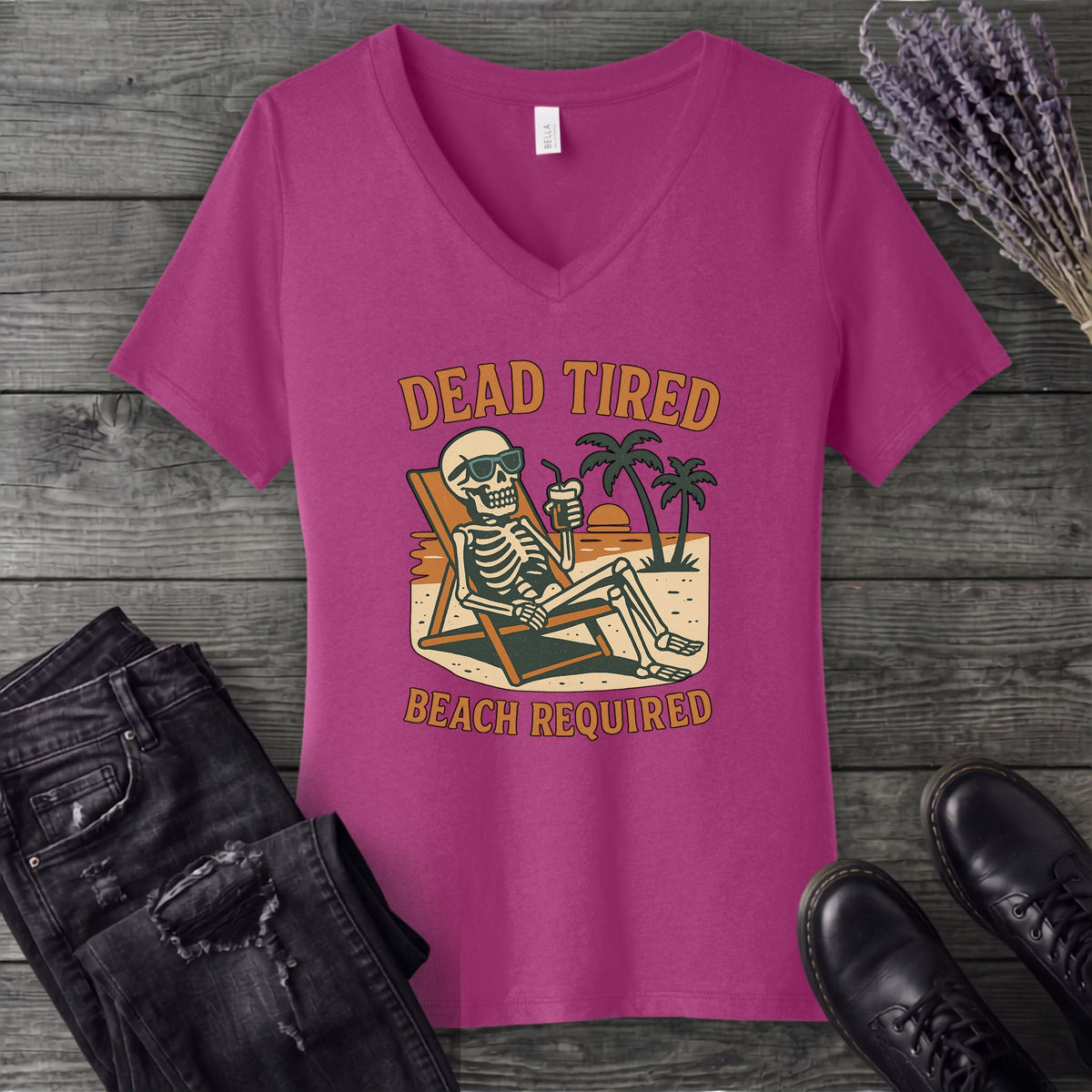 Dead Tired Beach Required V-Neck T-Shirt